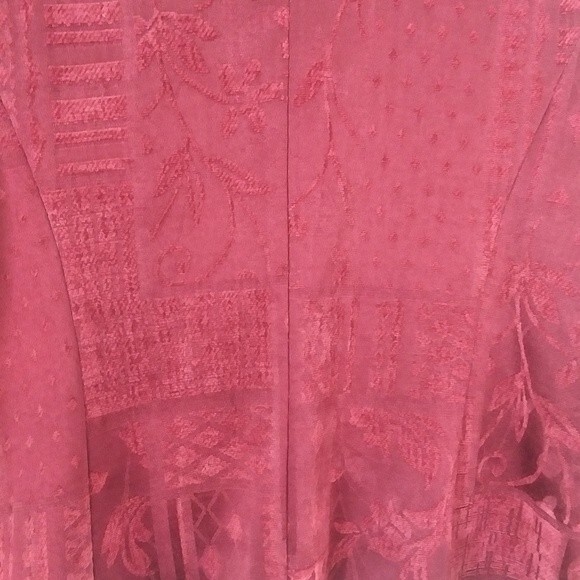 Vintage Patchwork-Look Textured Jacket, Burgundy/Maroon Red, Large - Picture 7 of 9